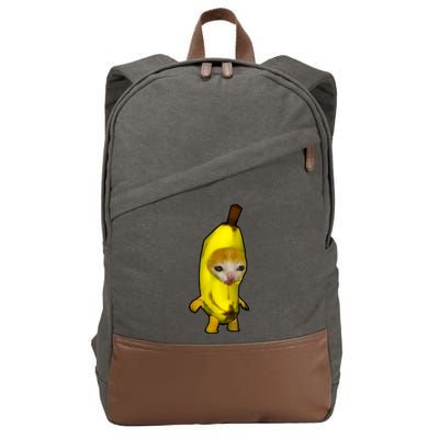 Cute Banana Cat Happy Bananacat Meme Kitty Cat Lovers Meme Cotton Canvas Backpack