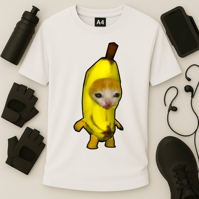 Cute Banana Cat Happy Bananacat Meme Kitty Cat Lovers Meme Cooling Performance Crew T-Shirt