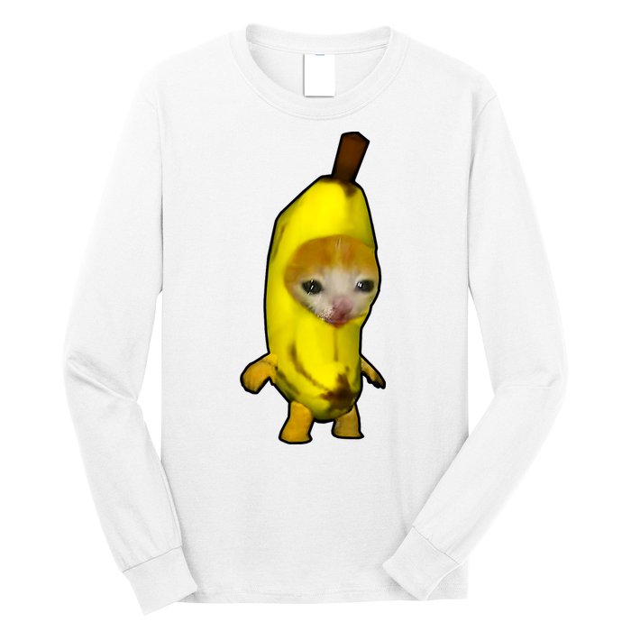 Cute Banana Cat Happy Bananacat Meme Kitty Cat Lovers Meme Long Sleeve Shirt