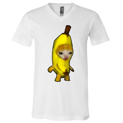 Cute Banana Cat Happy Bananacat Meme Kitty Cat Lovers Meme V-Neck T-Shirt
