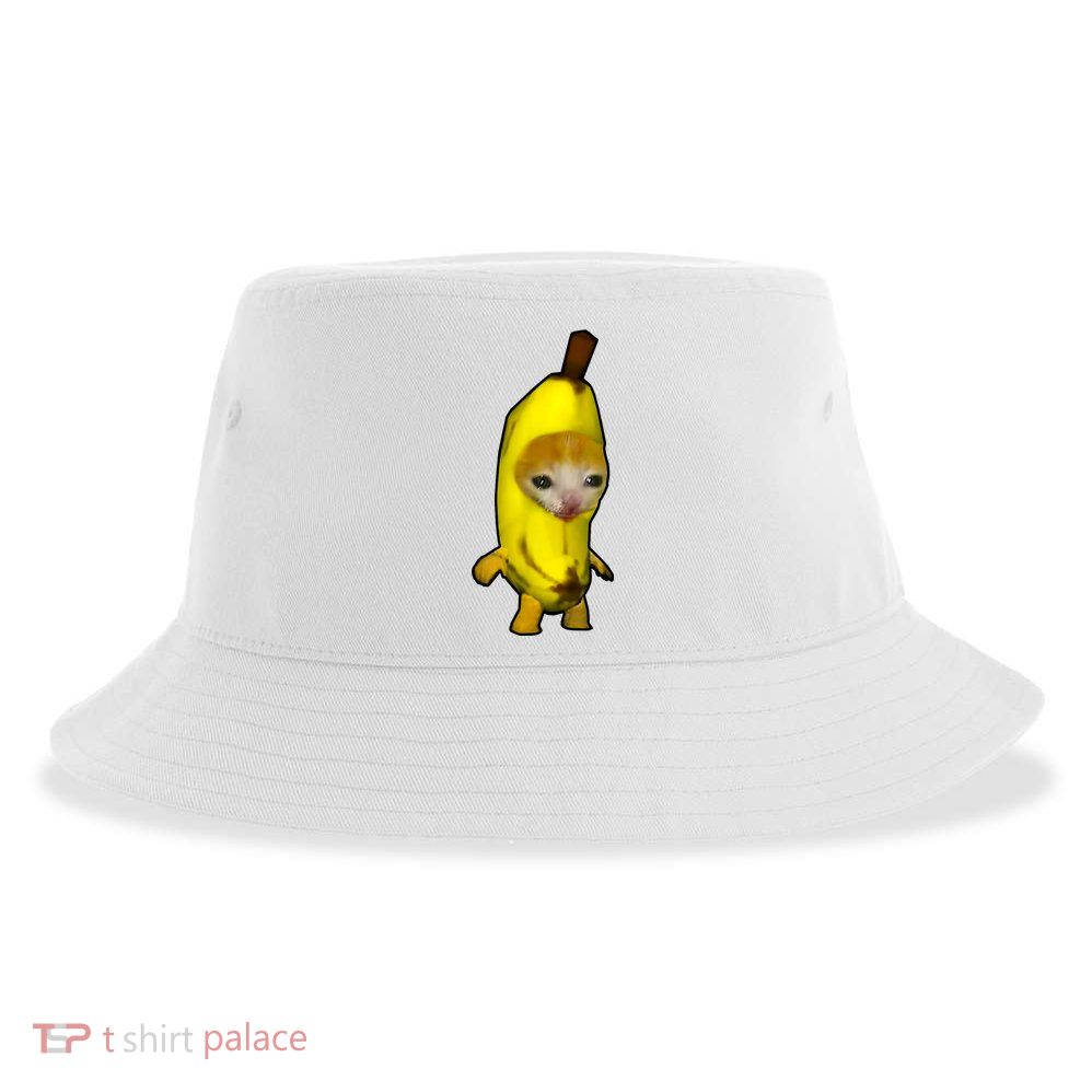 Cute Banana Cat Happy Bananacat Meme Kitty Cat Lovers Meme Sustainable Bucket Hat