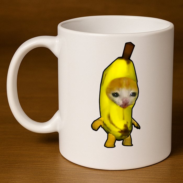 Cute Banana Cat Happy Bananacat Meme Kitty Cat Lovers Meme 11oz C Handle Ceramic Mug