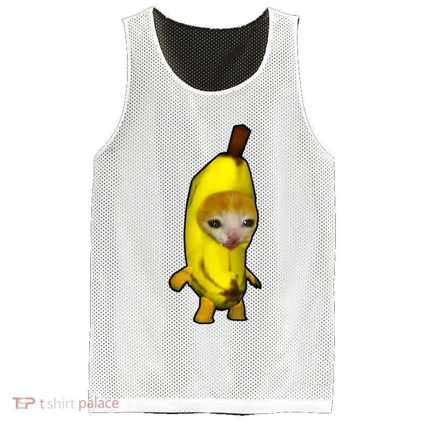 Cute Banana Cat Happy Bananacat Meme Kitty Cat Lovers Meme Mesh Reversible Basketball Jersey Tank