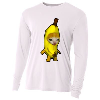 Cute Banana Cat Happy Bananacat Meme Kitty Cat Lovers Meme Cooling Performance Long Sleeve Crew