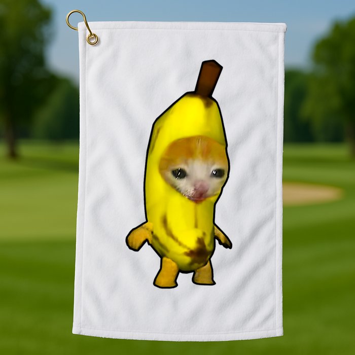 Cute Banana Cat Happy Bananacat Meme Kitty Cat Lovers Meme Golf Towel