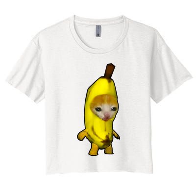 Cute Banana Cat Happy Bananacat Meme Kitty Cat Lovers Meme Crop Top