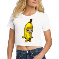 Cute Banana Cat Happy Bananacat Meme Kitty Cat Lovers Meme Crop Top