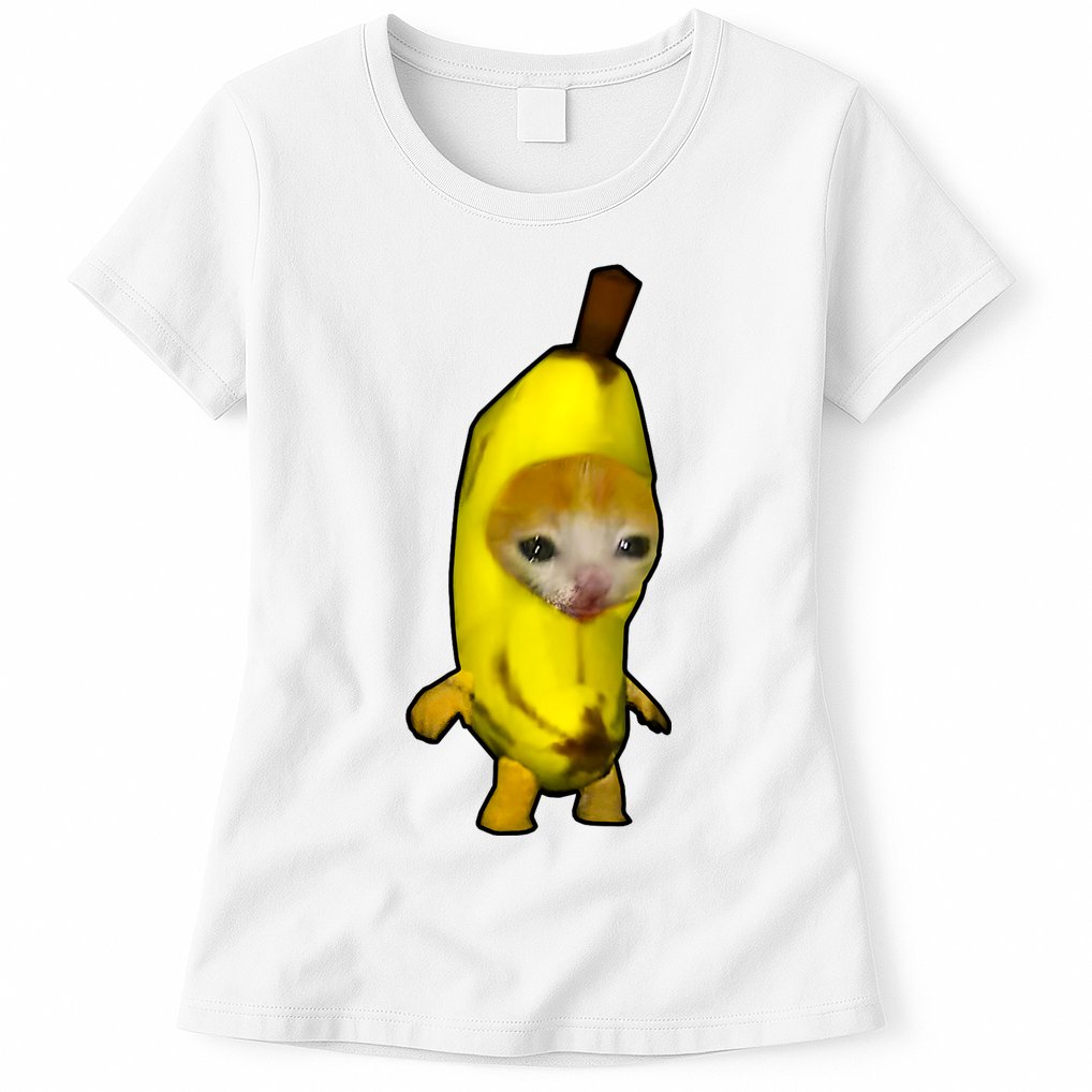 Cute Banana Cat Happy Bananacat Meme Kitty Cat Lovers Meme Womens T-Shirt