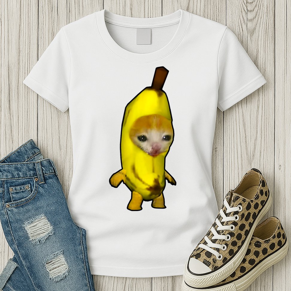 Cute Banana Cat Happy Bananacat Meme Kitty Cat Lovers Meme Womens T-Shirt
