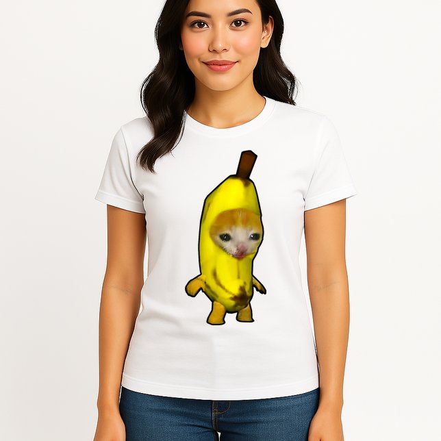 Cute Banana Cat Happy Bananacat Meme Kitty Cat Lovers Meme Womens T-Shirt