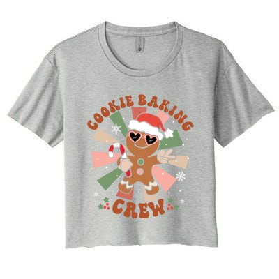 Cookie Baking Crew Groovy Retro Merry Christmas Xmas Gift Women's Crop Top Tee