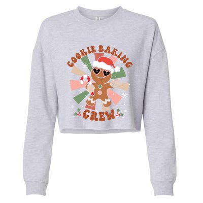 Cookie Baking Crew Groovy Retro Merry Christmas Xmas Gift Cropped Pullover Crew