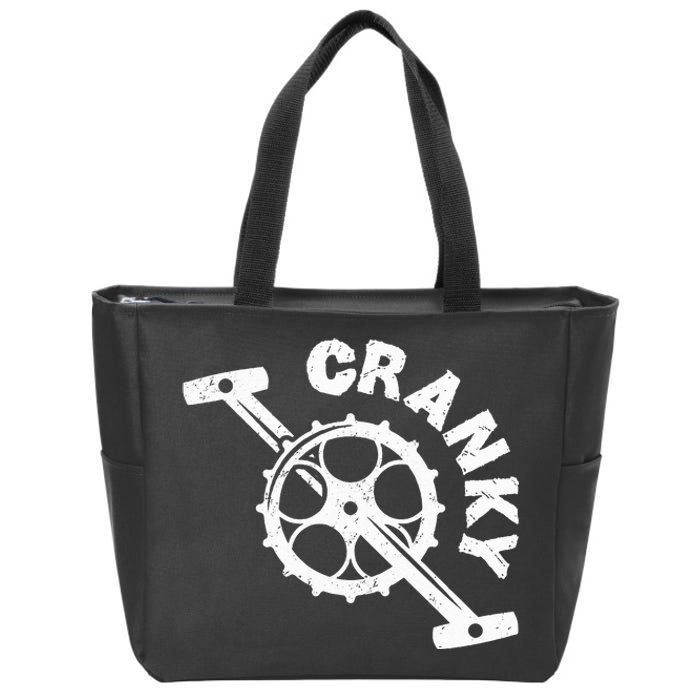 Cranky Bicycle Crank Cool Bike Rider Builder Zip Tote Bag