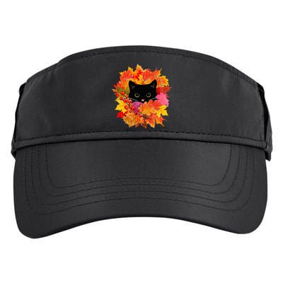 Cute Black Cat Pile of Leaves Cute Cats and Fall Season Adult Drive Performance Visor