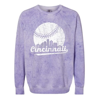 Cincinnati Baseball Classic Retro Vintage Colorblast Crewneck Sweatshirt