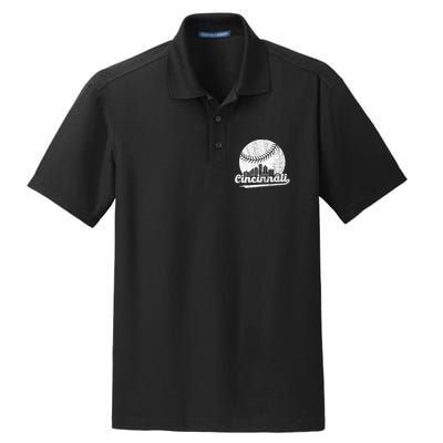 Cincinnati Baseball Classic Retro Vintage Dry Zone Grid Polo