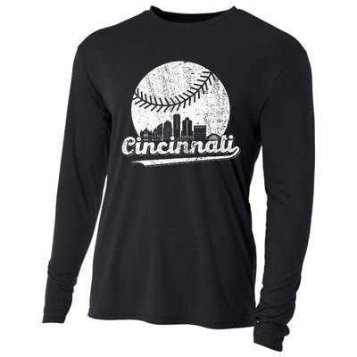 Cincinnati Baseball Classic Retro Vintage Cooling Performance Long Sleeve Crew