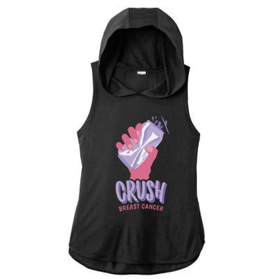 Crush Breast Cancer Can Ladies PosiCharge Tri-Blend Wicking Draft Hoodie Tank