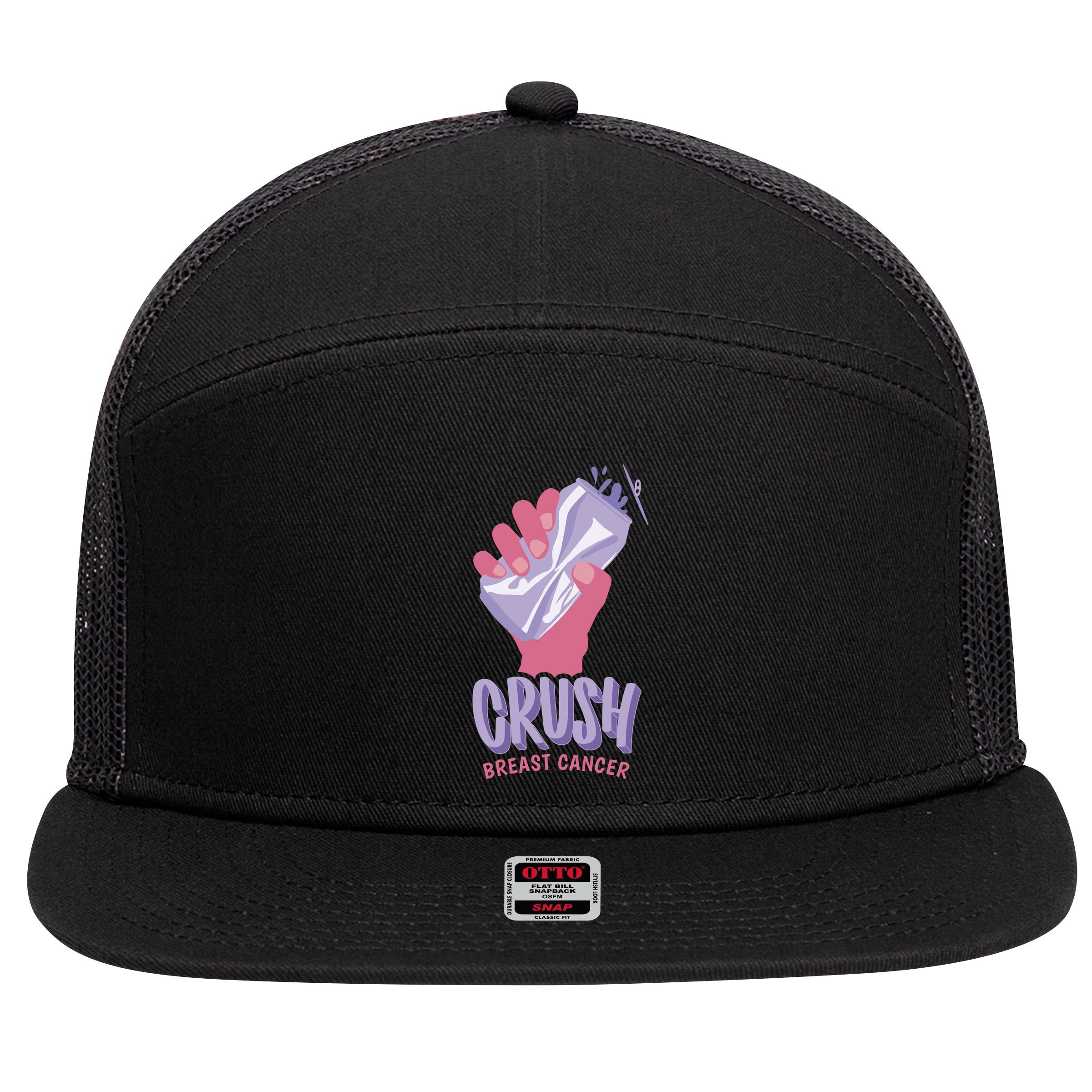 Crush Breast Cancer Can 7 Panel Mesh Trucker Snapback Hat