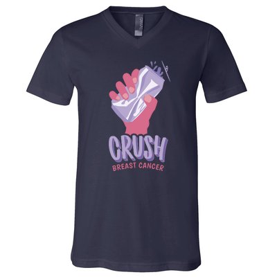 Crush Breast Cancer Can V-Neck T-Shirt