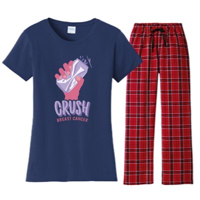 Crush Breast Cancer Can Women's Flannel Pajama Set