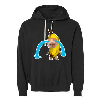 Crying Banana Cat Meme Garment-Dyed Fleece Hoodie