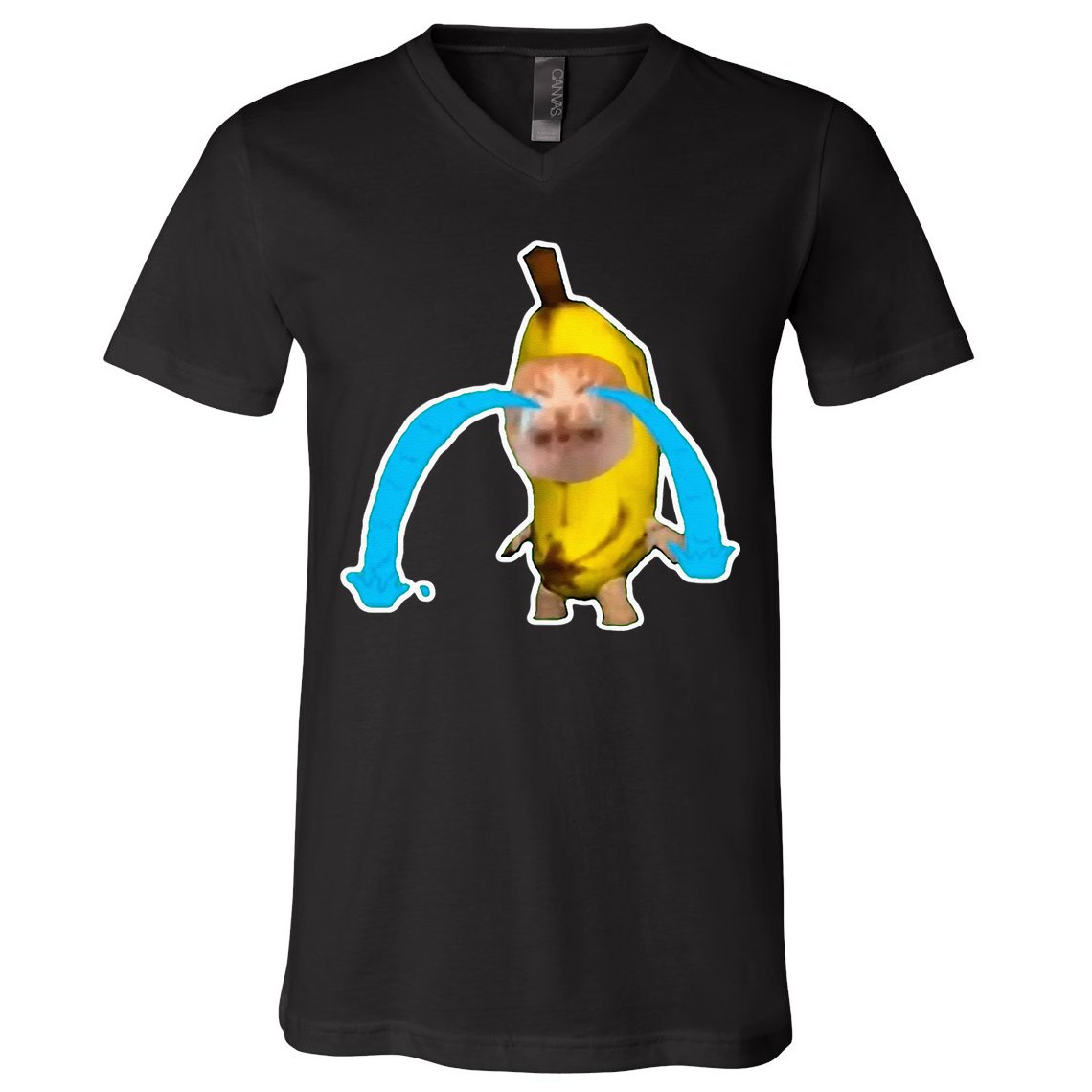 Crying Banana Cat Meme V-Neck T-Shirt