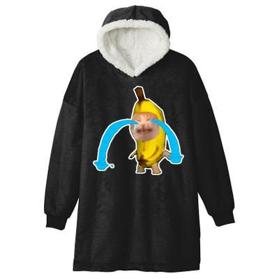 Crying Banana Cat Meme Hooded Wearable Blanket