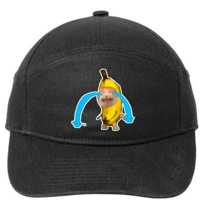 Crying Banana Cat Meme 7-Panel Snapback Hat