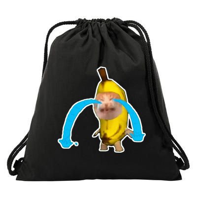 Crying Banana Cat Meme Drawstring Bag