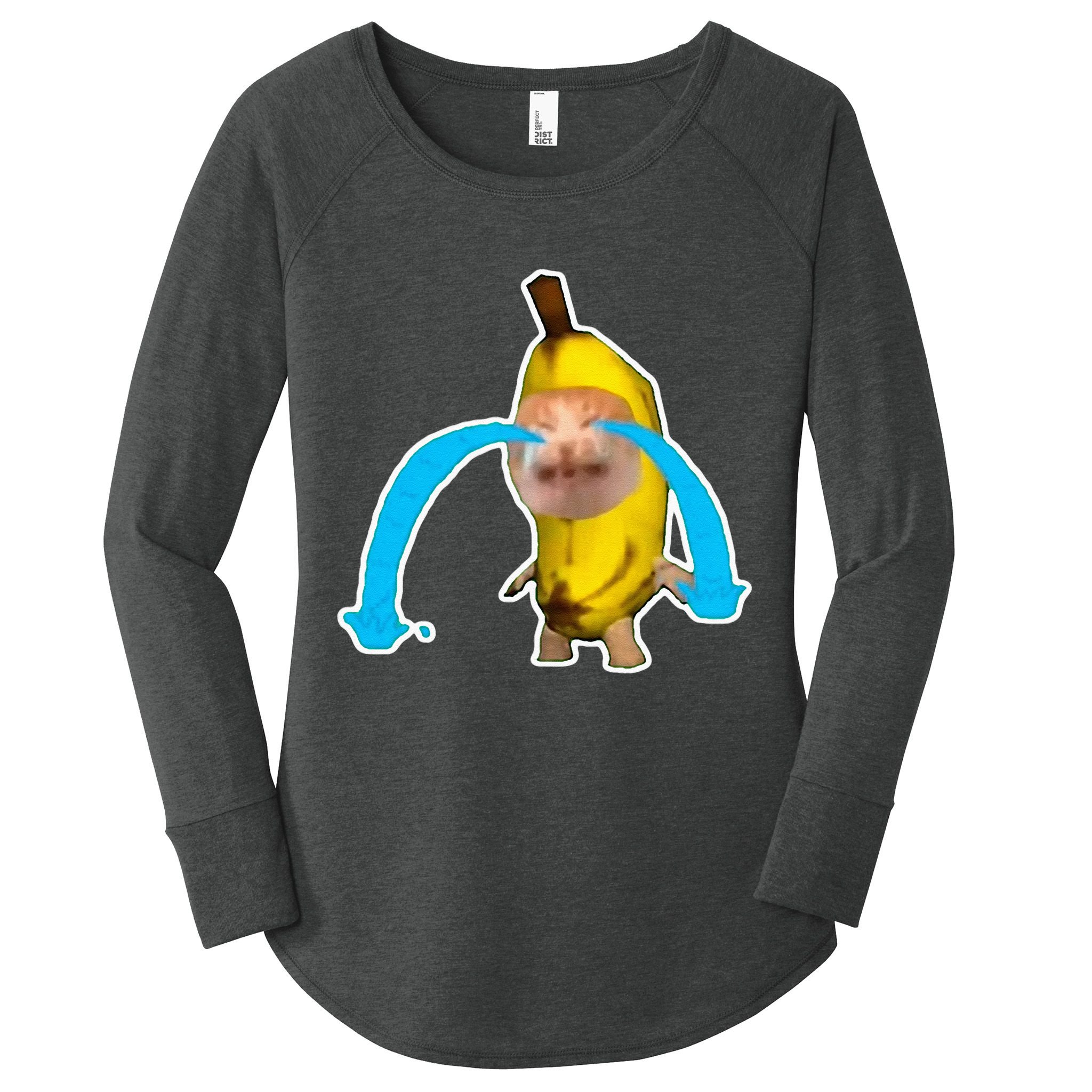 Crying Banana Cat Meme Women's Perfect Tri Tunic Long Sleeve Shirt
