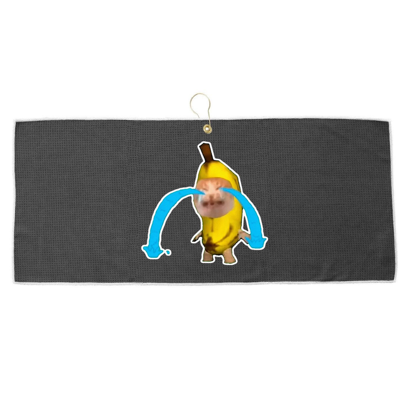 Crying Banana Cat Meme Large Microfiber Waffle Golf Towel