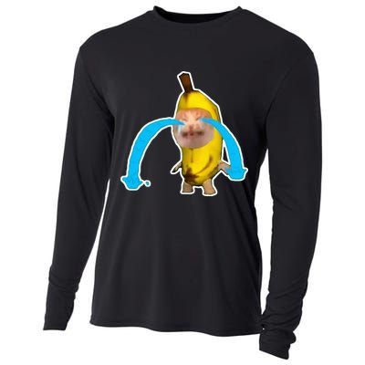 Crying Banana Cat Meme Cooling Performance Long Sleeve Crew