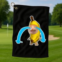Crying Banana Cat Meme Golf Towel