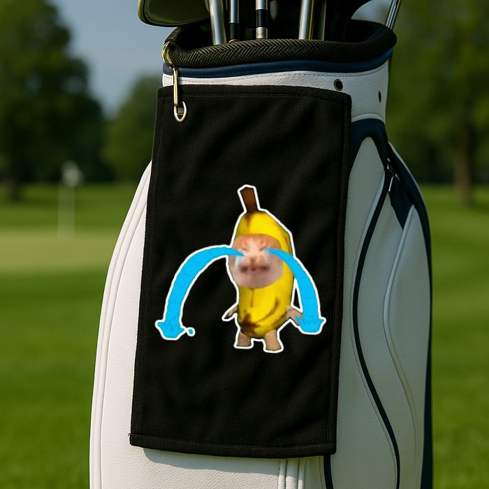 Crying Banana Cat Meme Golf Towel