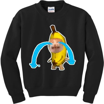 Crying Banana Cat Meme Kids Sweatshirt