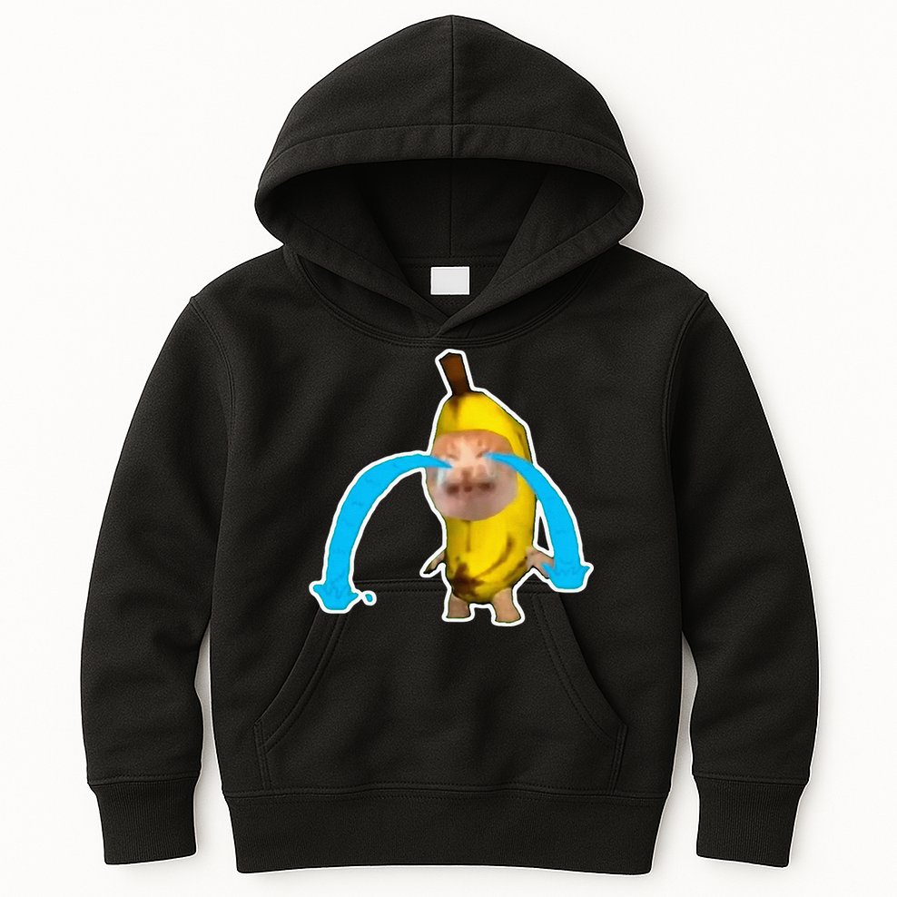 Crying Banana Cat Meme Kids Hoodie