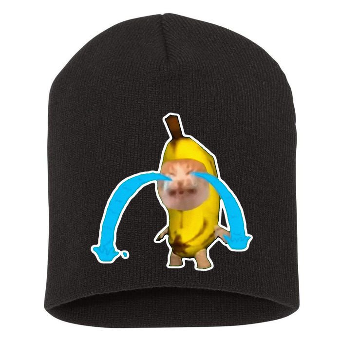 Crying Banana Cat Meme Short Acrylic Beanie