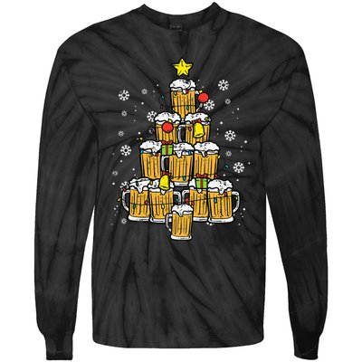 Craft Beer Christmas Tree Ornament for Beer Enthusiast Tie-Dye Long Sleeve Shirt