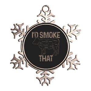 Chef Butcher Cook Bbq ID Smoke That Cow Beef Funny Gift Metallic Star Ornament