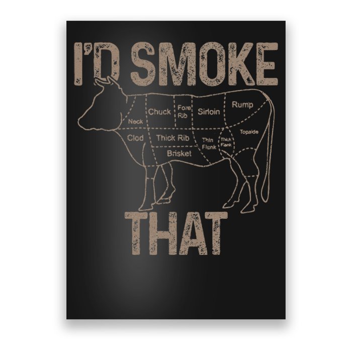 Chef Butcher Cook Bbq ID Smoke That Cow Beef Funny Gift Poster