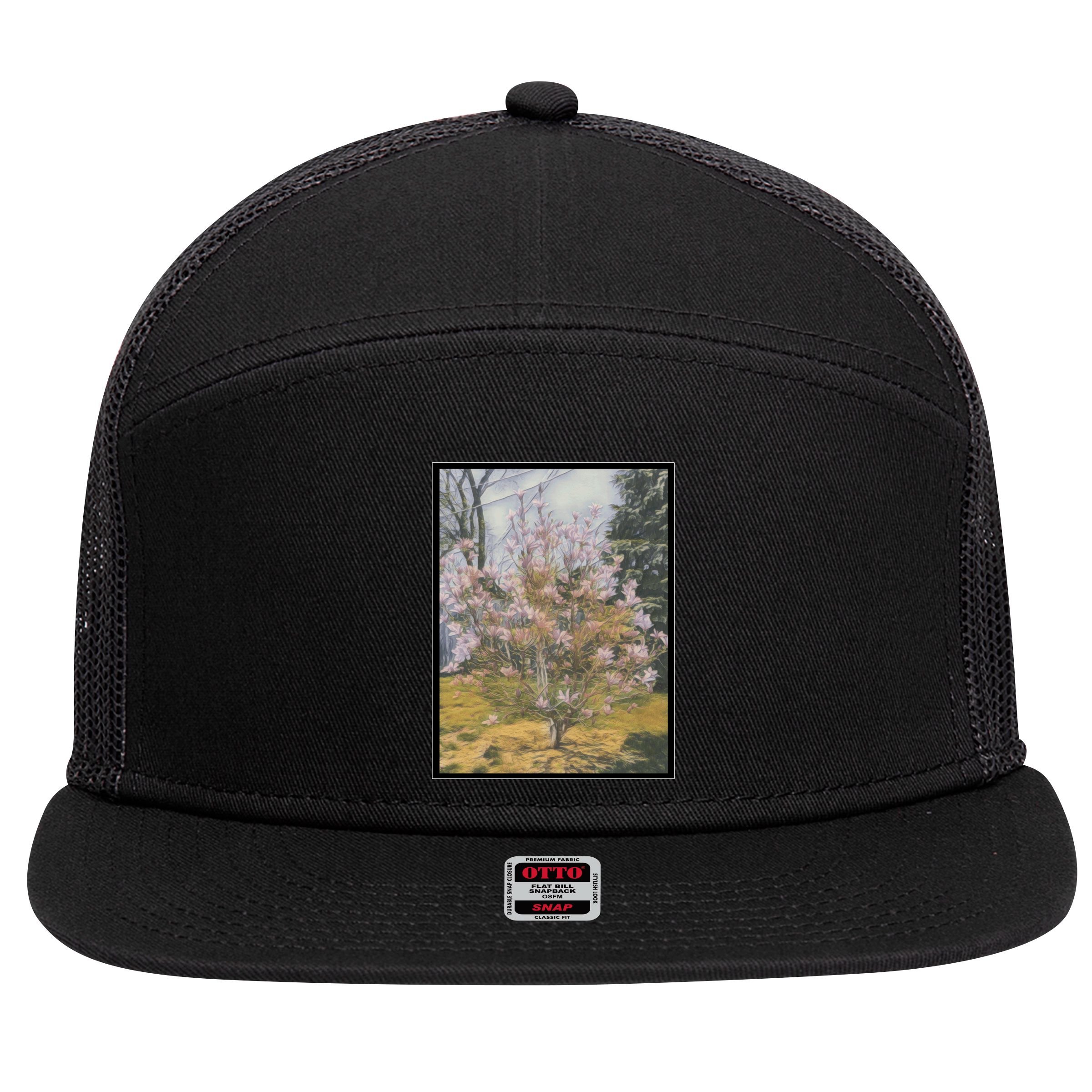 Cherry Blossoms 7 Panel Mesh Trucker Snapback Hat
