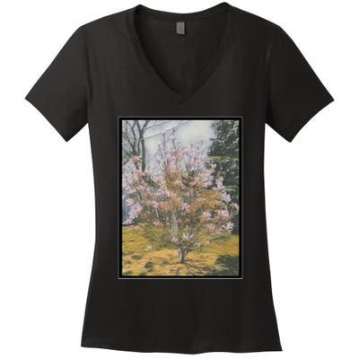 Cherry Blossoms Women's V-Neck T-Shirt