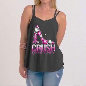 Crush Breast Cancer Awareness Bling Pink Ribbon Women's Strappy Tank