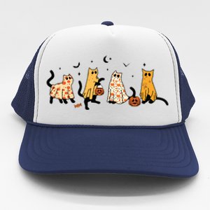 Cute Black Cats In Ghost Costume Women And Halloween Trucker Hat