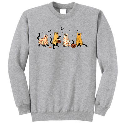 Cute Black Cats In Ghost Costume Women And Halloween Tall Sweatshirt