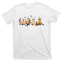 Cute Black Cats In Ghost Costume Women And Halloween T-Shirt