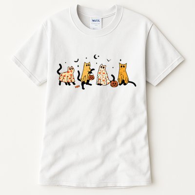 Cute Black Cats In Ghost Costume Women And Halloween Tall T-Shirt