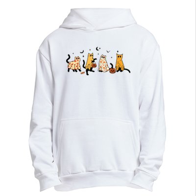 Cute Black Cats In Ghost Costume Women And Halloween Urban Pullover Hoodie