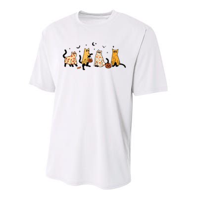 Cute Black Cats In Ghost Costume Women And Halloween Performance Sprint T-Shirt